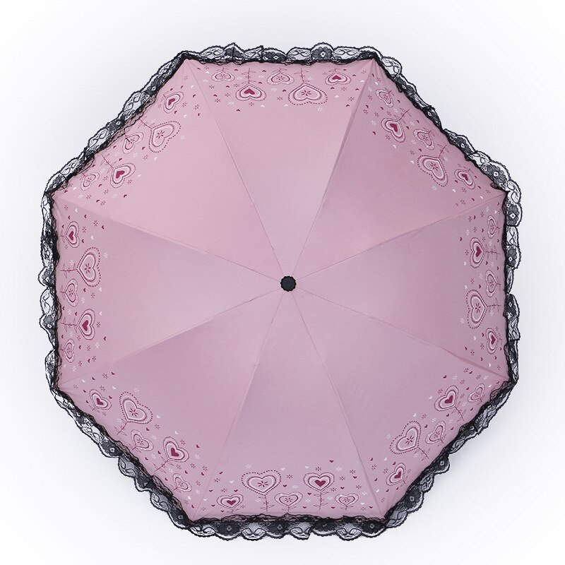 ! Paraguas plegable arqueado en forma de corazón de princesa de Kocotree, sombrilla de sol, sombrilla de encaje, sombrilla de lluvia para mujer, Guada chuva