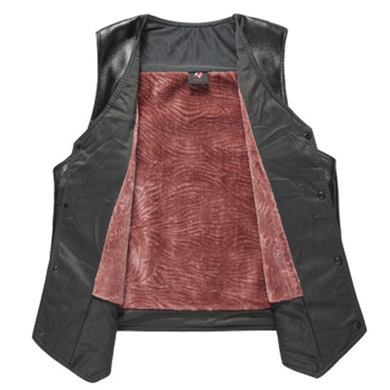Bigsweety nova moda masculina colete de lã de couro do plutônio tamanho grande outono inverno meia-idade moda masculina carregado casaco de lã
