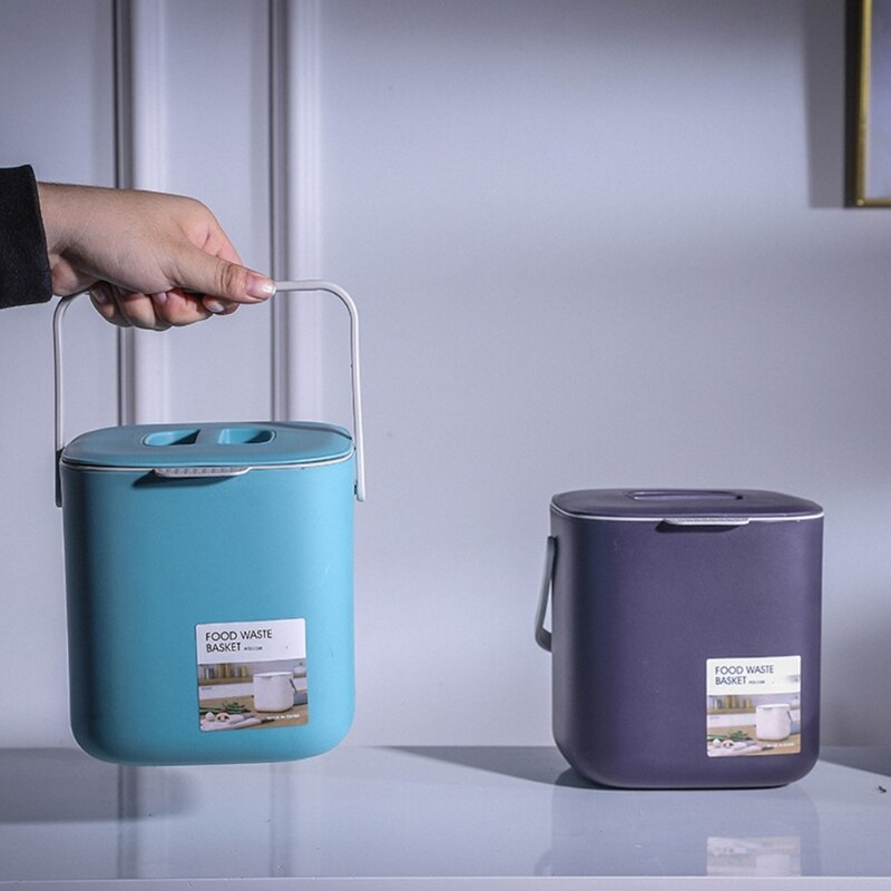 2022 Portable 2 Tier Plastic Kitchen Waste Trash Can with Handle Compost Drainer Bin