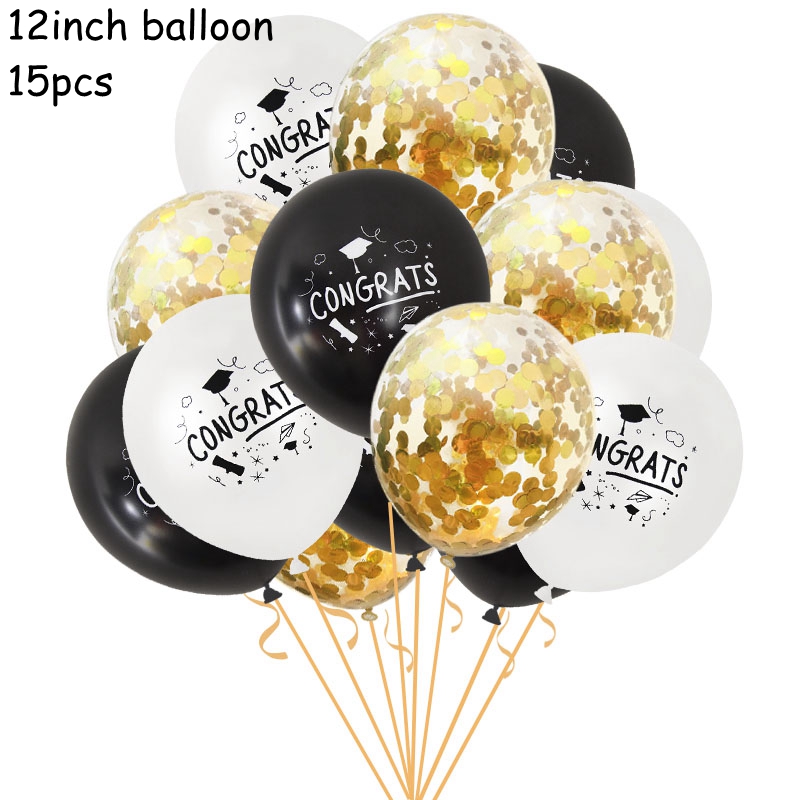 Graduation Balloons Congrats Grad Paper Garland Banner Graduation Party Decorations College Celebration Party DIY Decor Supplies: C06-15pcs