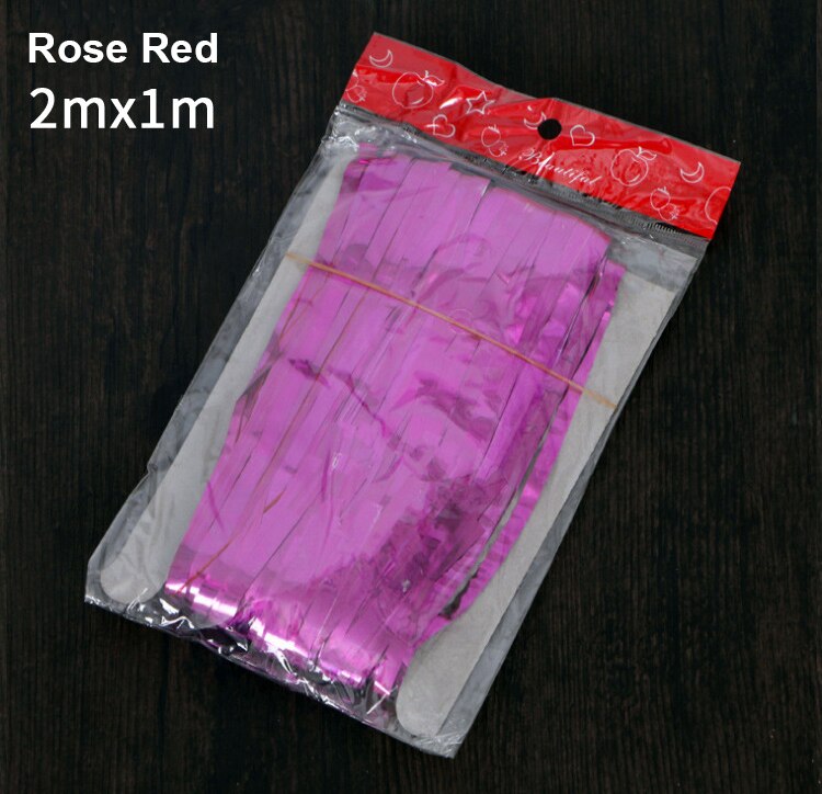 3M Gold Pink Rainbow Sequin Backdrop Foil Fringe Tinsel Curtain Wedding Birthday Party Rain For Decoration PSC55: 2M-Rose Red