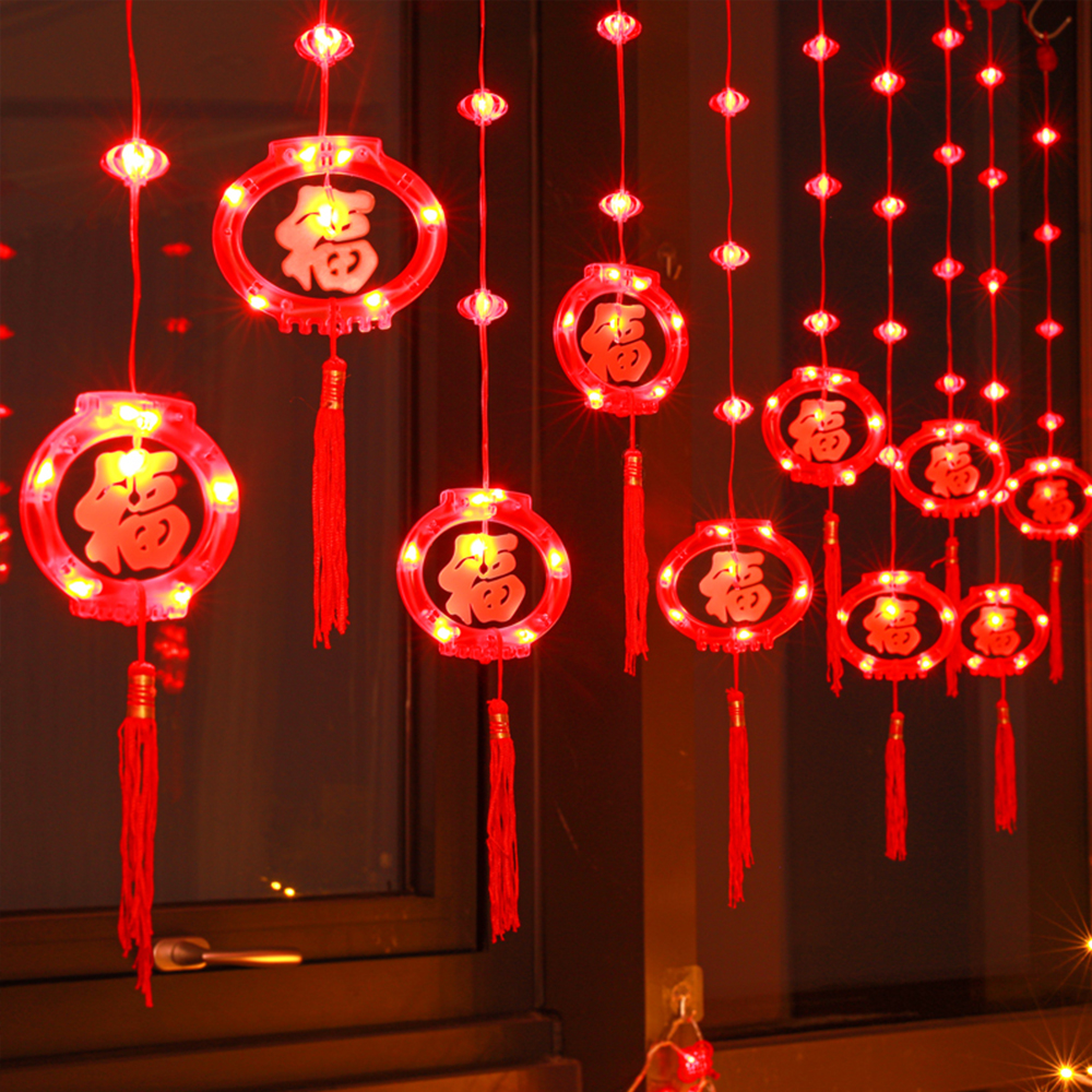 LED Rode Hangende Lantaarns Lichtslingers Chinees Nieuwjaar Gordijn Licht Plastic Chinees Nieuwjaar Rode Lantaarn Licht IP54 8-modus