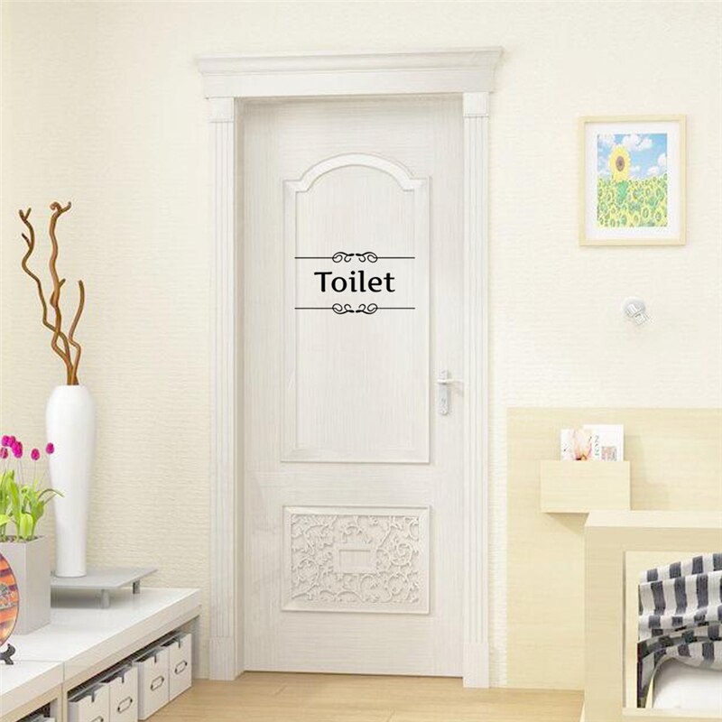 Product] Tekst Muurstickers Wc Badkamer Deur Vinyl Klassieke Zwart Wit Decorationl Art Stickers