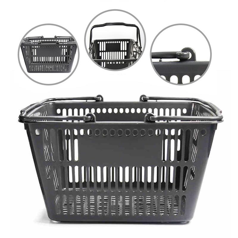 Plastic Storage Basket Portable Kitchen Vegetable Seasoning Basket Double Handles Supermarket Shopping Basket