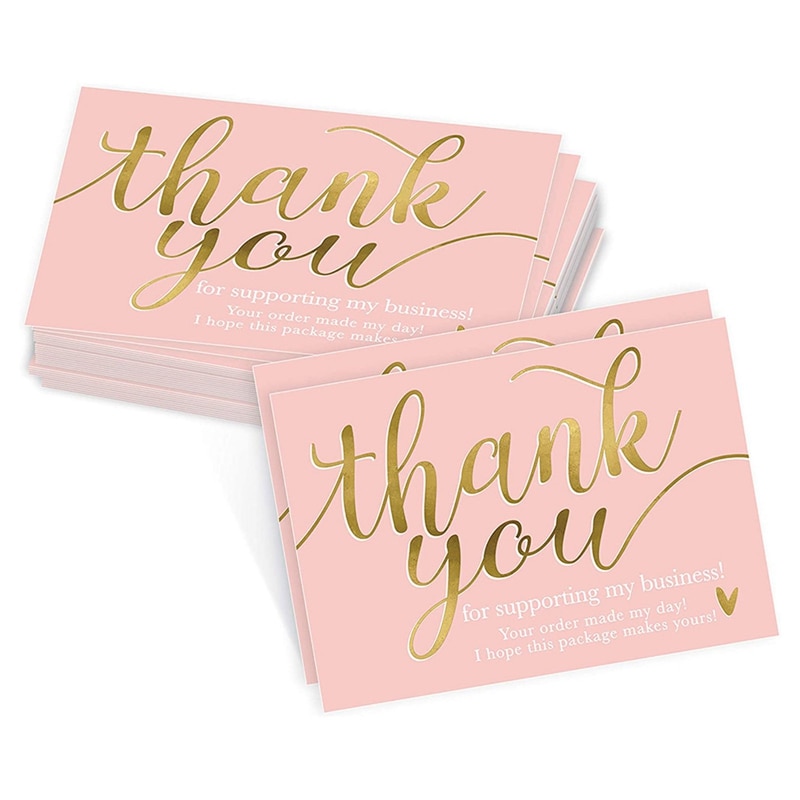 50pcs Thank You for Supporting My Small Business Card Thanks Greeting Card Appreciation Cardstock for Owners Sellers: 2
