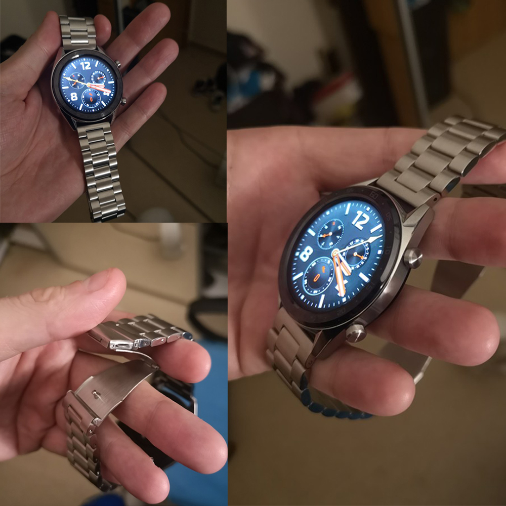 Bracelet en métal d'origine pour Huawei montre GT Bracelet de montre intelligente 22mm Bracelet de remplacement en acier inoxydable pour LEM12 LF26