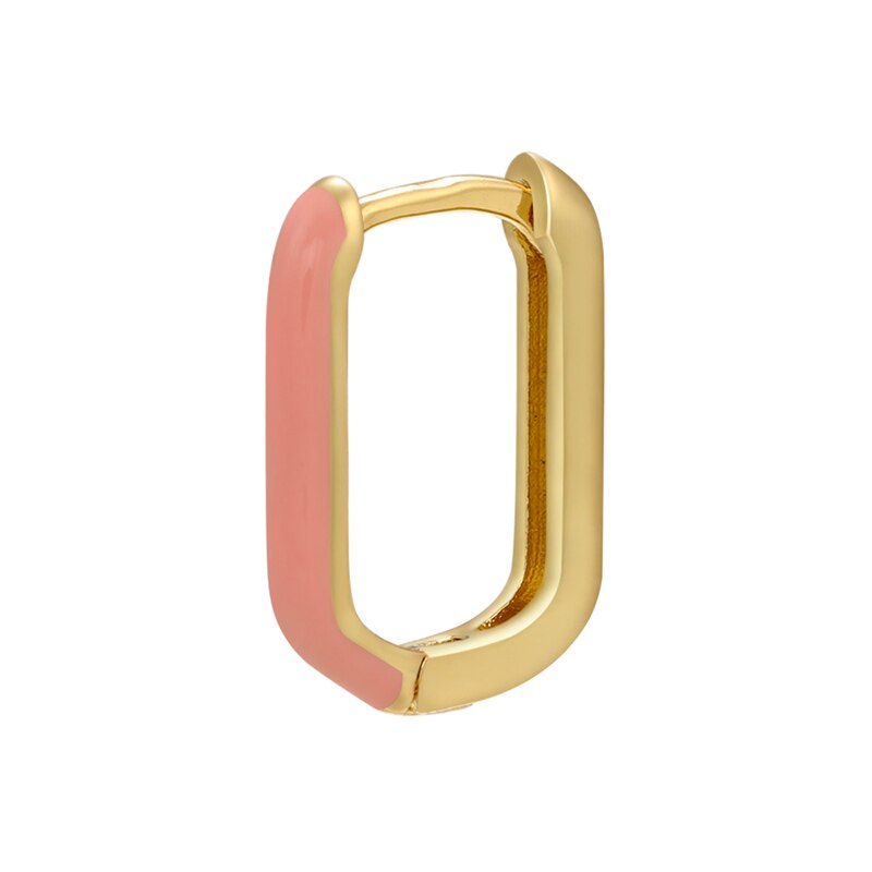 Zhukou Emaille Geometrische Rechthoek Hoepel Oorbellen Goud Kleur Kleine Hoepel Oorbellen Voor Vrouwen Mode-sieraden VE427