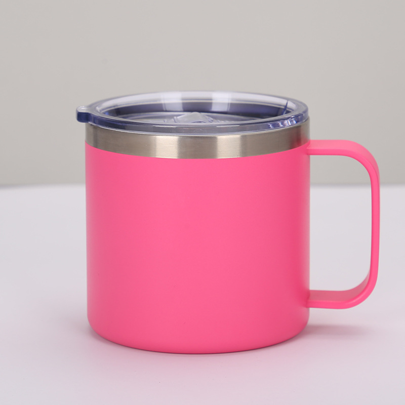 Vaso de Leche de acero inoxidable de 14oz, tazas de doble pared con aislamiento al vacío, vaso de vino de Metal con asas y tapas, taza de café deportiva