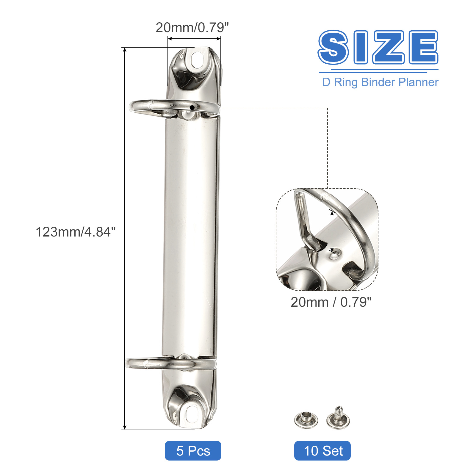 2/5Set B7 2Hole Ring Binder Mechanisms D Ring Replacement Binder Planner Loose Leaf Binding Spines for Organizers DIY Fill Paper: MULTI