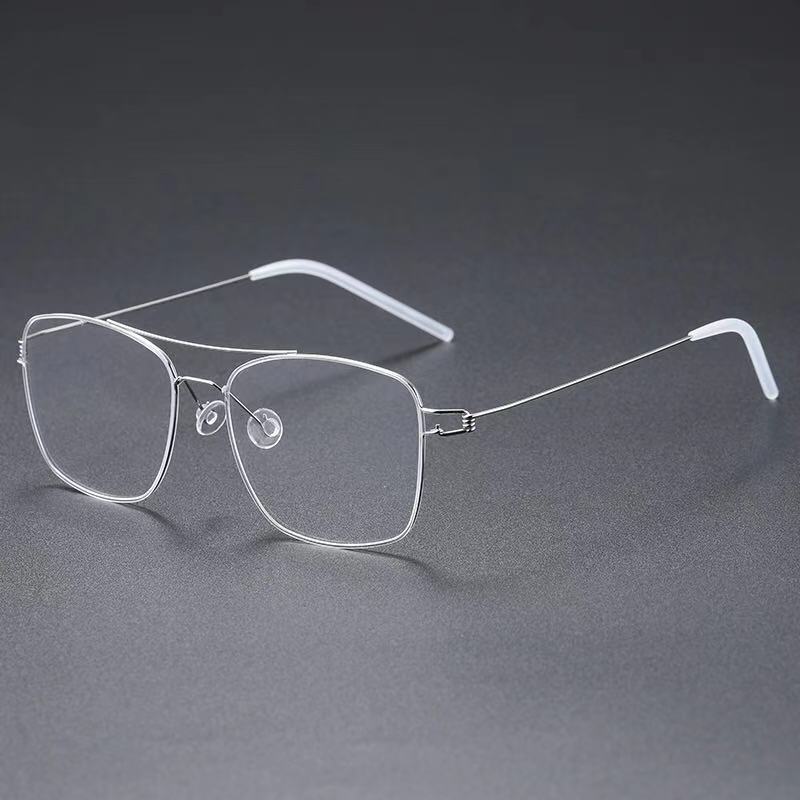 Denmark Brand Ultralight Screwless Titanium Square Glasses Frame Men Women Double Beam Optical Prescription Eyeglasses Martin