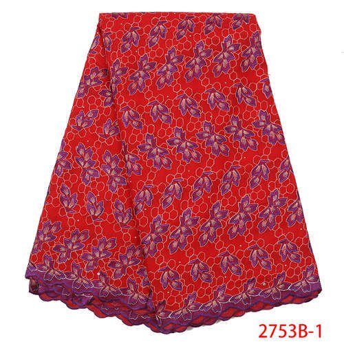 African Dry Lace Fabric Swiss Voile Lace In Switzerland Nigerian Cotton Lace Fabric with Stones KS2753B-4: Picture 1