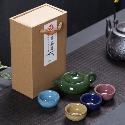 Chinese Travel Kung Fu 5pcs Tea Sets Ceramic Portable Porcelain Service Gaiwan Tea Cups Tea Ceremony Teapot Box: type1