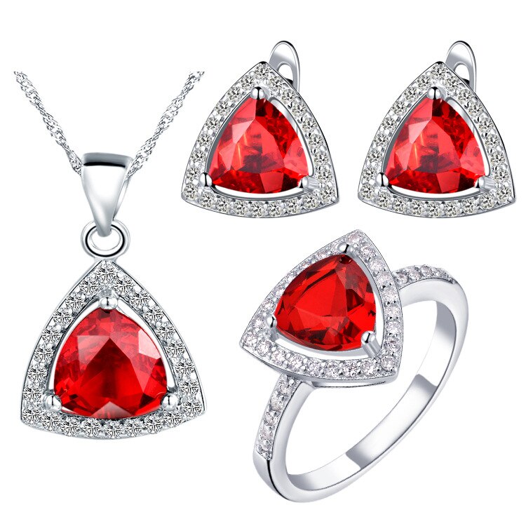 Ruby Floating Stone 925 Sterling Silver Pendant Set