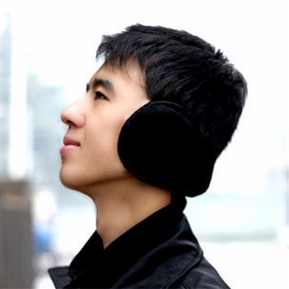 Unisex solid vinter ørebeskyttere blød tykkere plys varm ørebetræk beskytter øre muff wrap wrap varmere øreflap til mænd