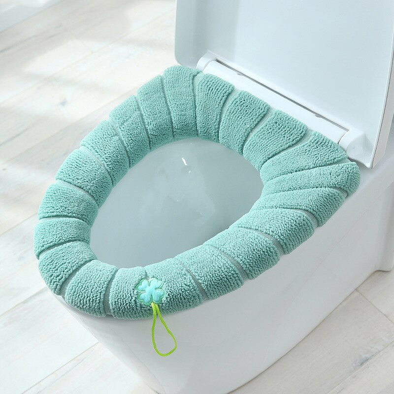 toilet seat cover wc bril hoes toilet cover wc bril cover wc seat cover wc hoes wc bril ver Winter Warm Toilet Seat Cover Closestool Mat 1Pcs Wasbare Badkamer Accessoires Breien Pure Kleur Zachte O-Vorm Pad bidet Cover
