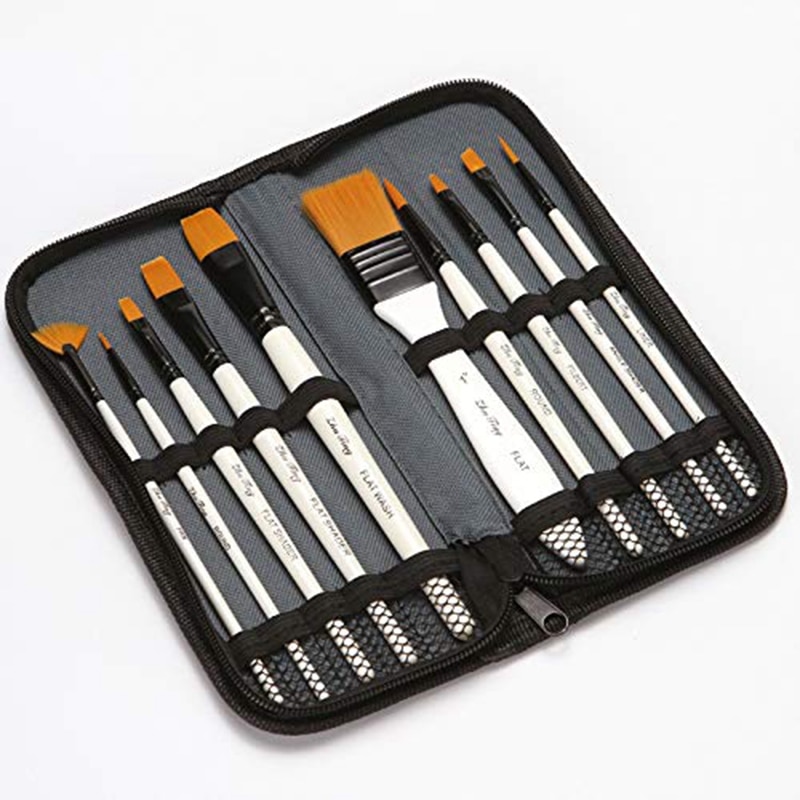 15 pièces pinceau Palette ensemble de couteaux pinceaux artiste pour aquarelle peinture à l'huile acrylique