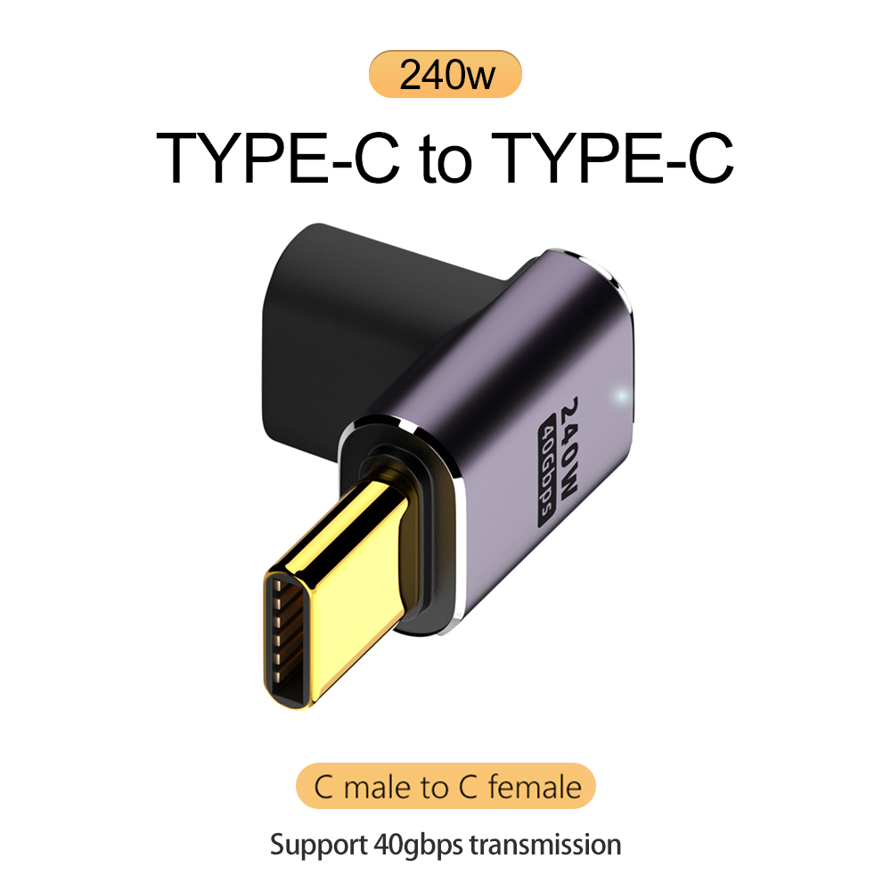 NNBILI 240W 5A Typ-C OTG Adapter Schnelllade-Datenkonverter USB4.0 40Gbps Unterstützung 8K@60Hz USB C 90/180 Grad Winkeladapter: Grey