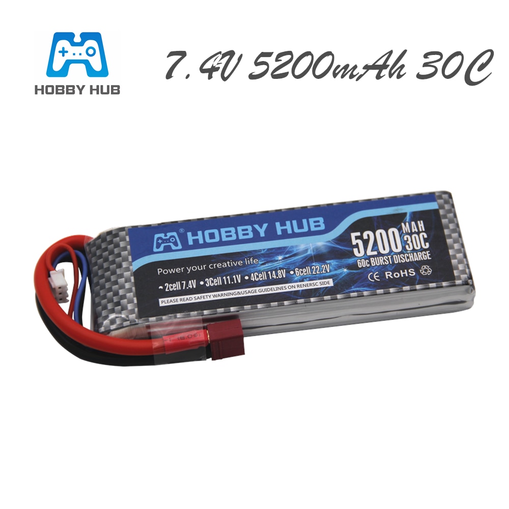 2S Lion Power 7.4V 5200mAh Lipo Battery 30C 2S Battery 2S LiPo 7.4 V 5200 MAh 30C 2S 1P Lithium-Polymer Batterie For RC car