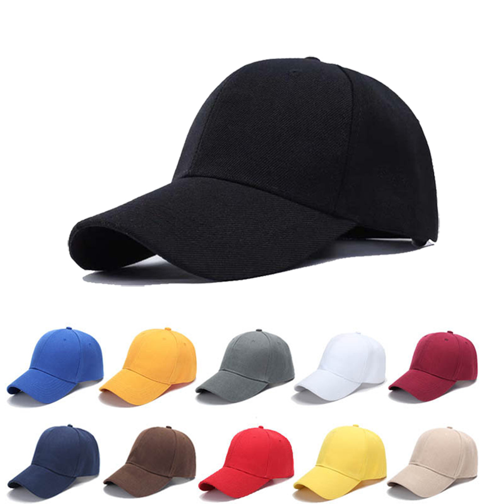 Baseball Cap For Men Women Summer Hat Solid Color Velcro Adjustable Unisex Spring Shade Hip Hop Men Baseball Cap Black White