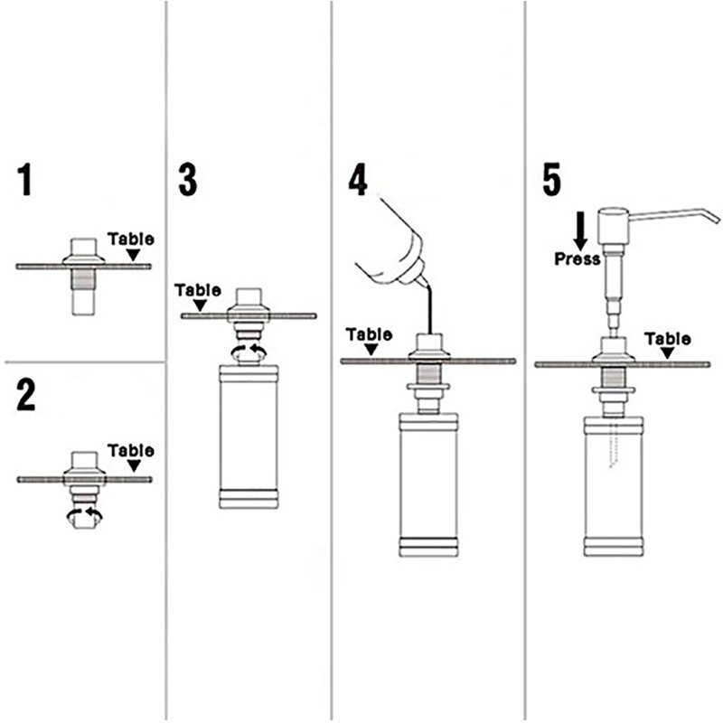 Dispensador de jabón para fregadero de cocina, 300ML, negro, ABS, jabón líquido, loción, cabezal de acero inoxidable