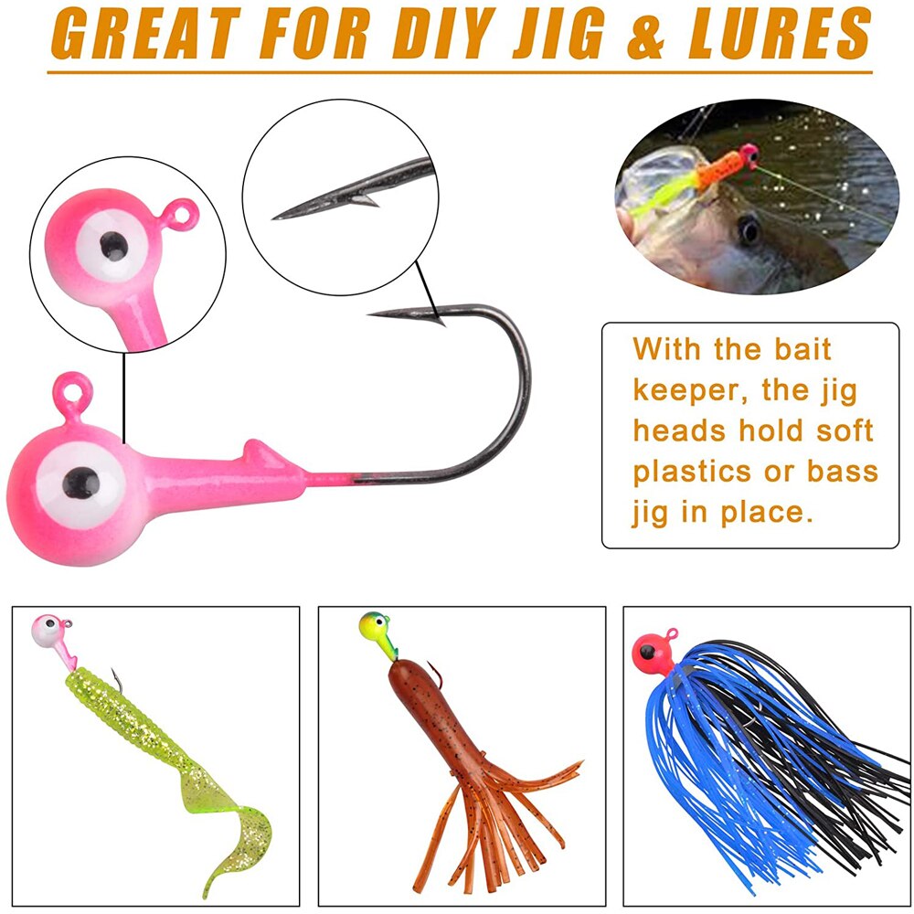 38 st /50 st vev jigg huvud krok set blandad färg fiske krok jigg huvud locka hårt bete mjuk mask jigg krok för bas öring