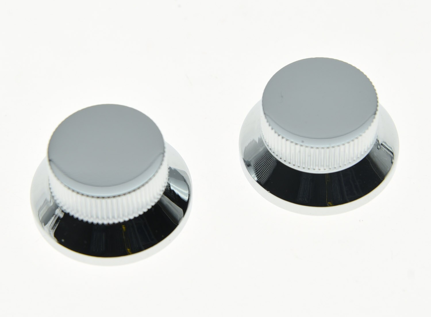 KAISH 2 stks Chroom Metalen Top Hat Bell Knoppen Push Op Gitaar Bas Knop voor 5.8mm Potten