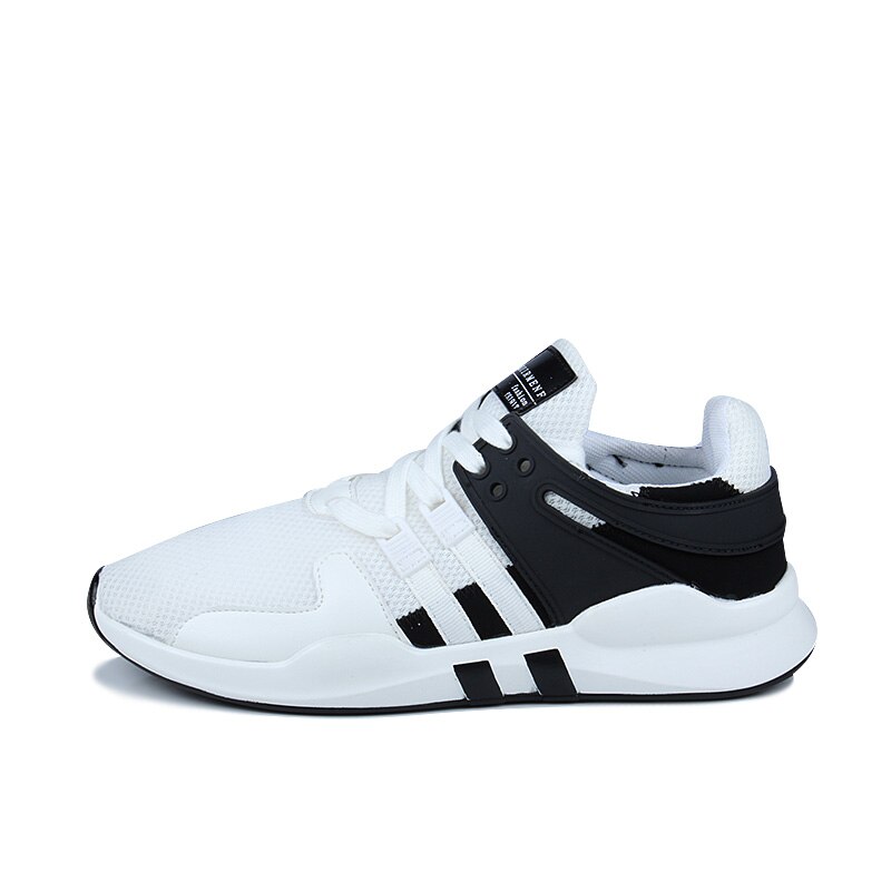 Męskie wygodne obuwie codzienne siatkowe oddychające buty do chodzenia Joker proste niskie buty do biegania sznurowane miękkie dno trampki: WHITE / 8.5