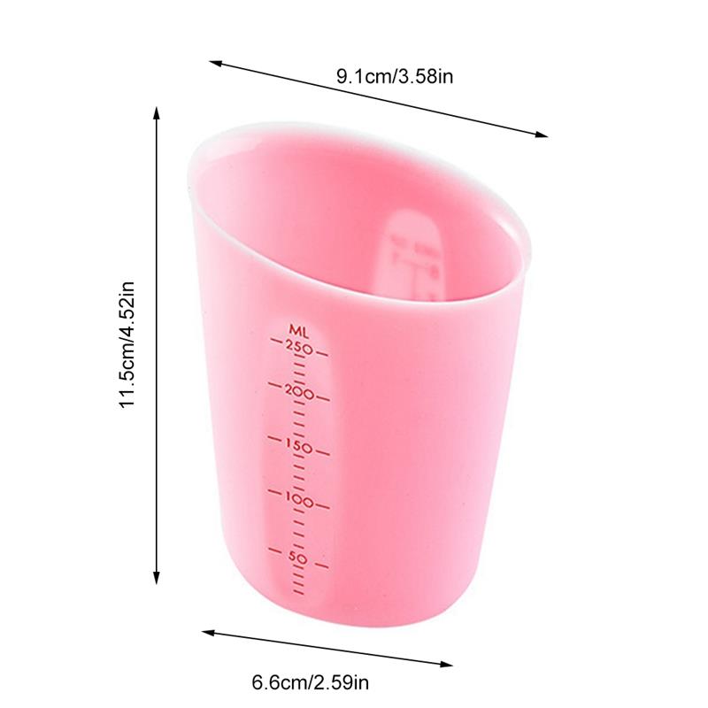 Kitchen Silicone Measuring Cup Dual-Scale Mixing Cup Measuring Tool Scale Measuring Cup Reusable Measuring Tools for Baking: Pink 250ml
