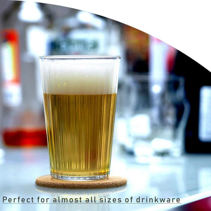 Natural Cork Coasters With Round 16pc Set with Metal Holder Storage Caddy – 1/5inch Thick, Absorbent, Eco-Friendly, Heat-Resista