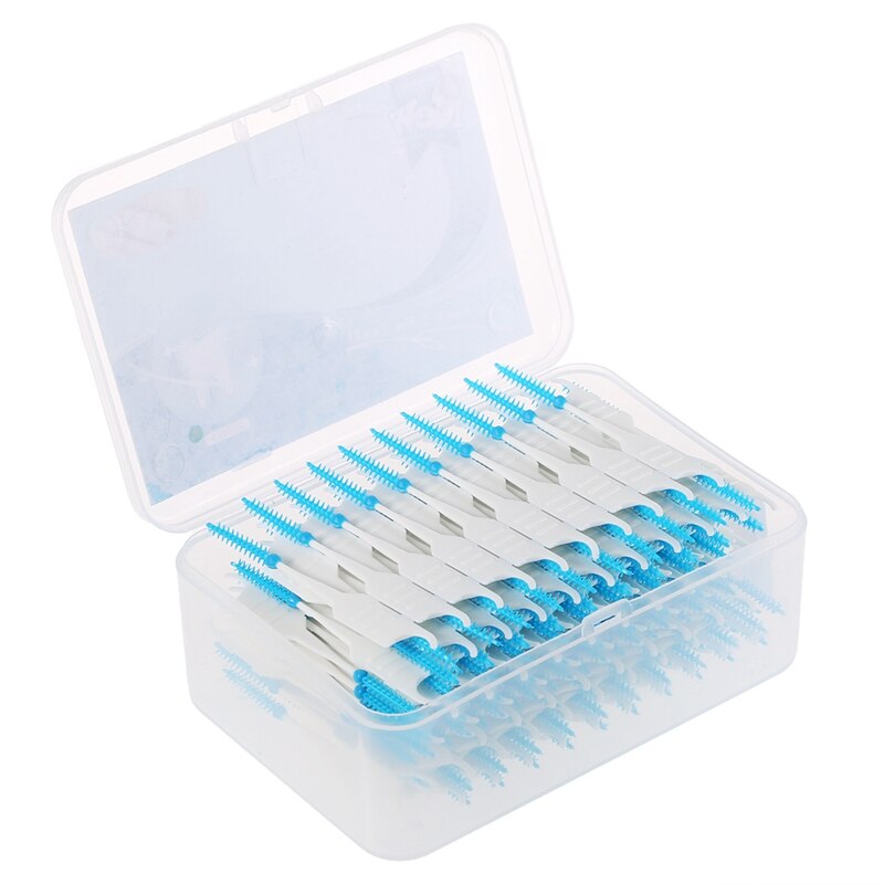 200Pcs/Box Soft Silicone Dental Floss Interdental Brush Disposable Teeth Stick Toothpicks Floss Tooth Pick Oral Care Brush Cle