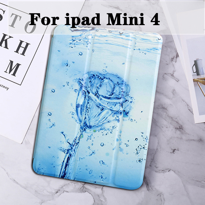 Dla ipad mini 5 4 3 2 1 etui malowane skórzane etui na tablet Mini5 Mini4 mini 1 2 3 powłoka ochronna odwróć stań Smart Cover: Ice rose for Mini 4