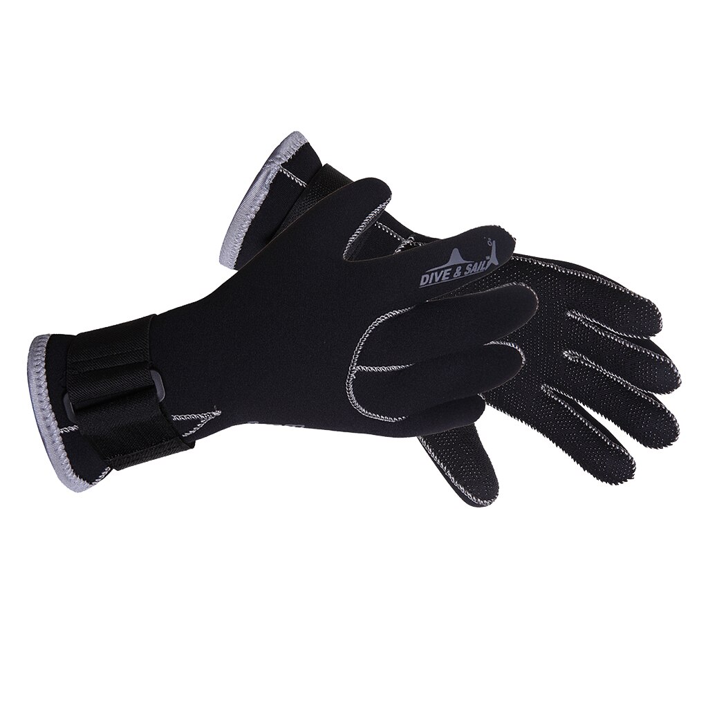 3mm Neoprene Diving Gloves Warm Scuba Diving Snorkeling Five Finger Gloves Waterproof Adjustable Boating Gloves for Water Sports