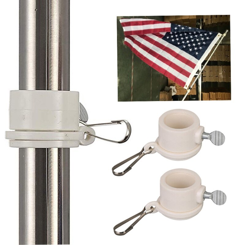 2 Stuks Plastic Vlaggenmast Montage Ringen Set Met Karabijnhaken Met Vaste Hookanti Wrap 360 Draaibare Ring Vlaggenmast Hardware