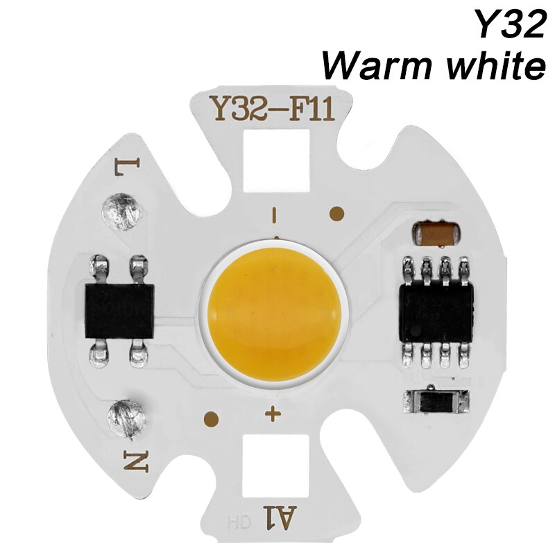 5 stk cob led lampe chips  ac 220v 3-9w led pære lampe smart ic driver pærer lys diy spotlight downlight chips utendørs flomlys: Y32 varmhvit / 7w