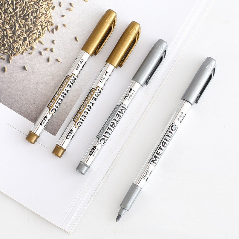 1-stück Metallischen Marker Stift DIY Karte Silber und Gold Farbe Stifte für Schwarz Papier/Glas/stoff/Holz/Felsen/Keramik/CD/Becher