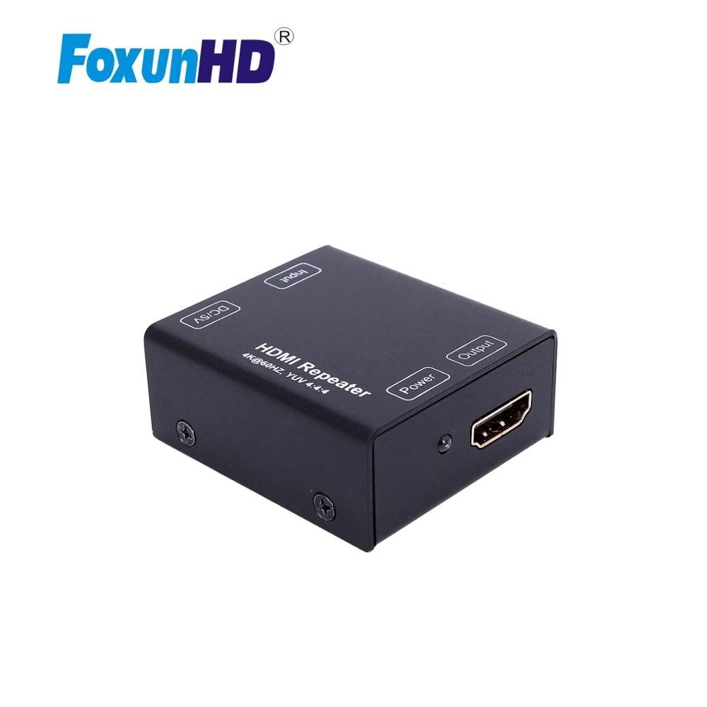 Foxun HDMI2.0 Repeater 4k@60hz YUV 4:4:4 CEC with DC Power Input Port EX39 HDMI Repeater HDCP