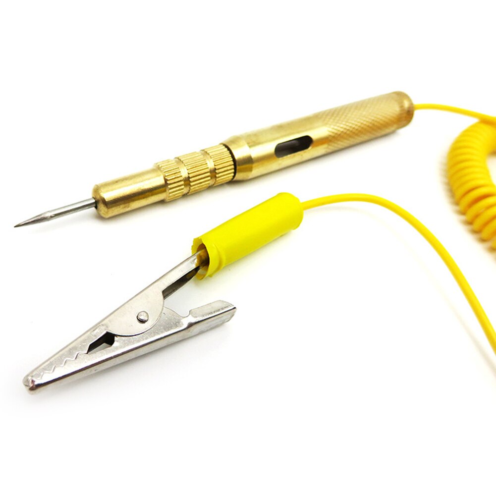 DC 6V 12V 24V diagnostizieren Werkzeug Spirale Draht Elektrische Gelb Erkennen Stift Sonde Lampe Reparatur Auto Schaltung Tester Spannung Messgerät Metall