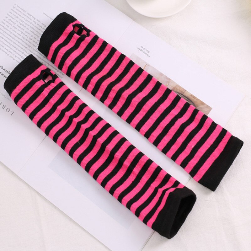 Summer Women Men stripe Print Wrist Arm Warmer Thin Stretchy Summer Sun Protect Long Arm Warmer Elbow Gloves Sleeves: style 3