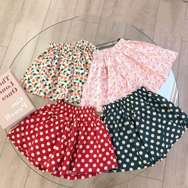 Shorts d'été pour filles de 2 à 6 ans, ample, imprimé de points, taille élastique, pantalons fins pour filles