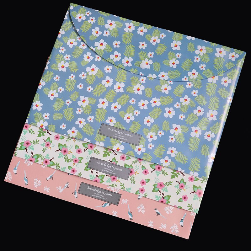 Petites fleurs florales A4 dossier Document classeur sac papeterie sac Carpeta fichier sac papier Document école fournitures de bureau