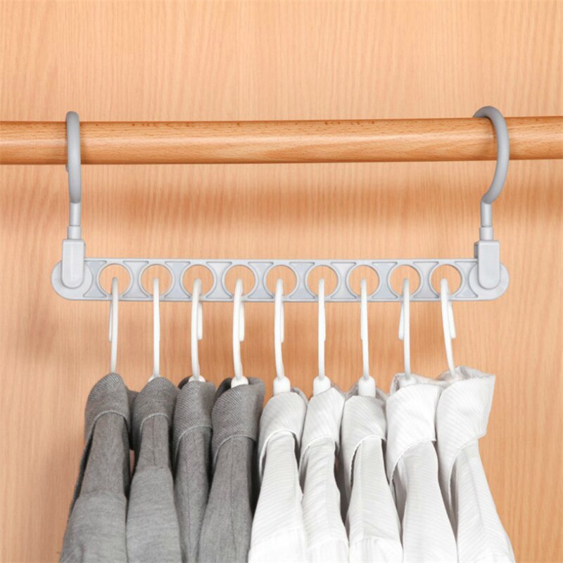 Magic 9-hole Support Circle Clothes Hanger Clothes Drying Rack Multifunction Plastic clothes rack Home Storage folding Hangers