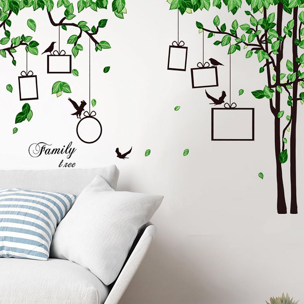 Wall Sticker Sticker Decal Cartoon 2Pcs Tree Bird Shape Home Room Study Photo Background Wall Sticker