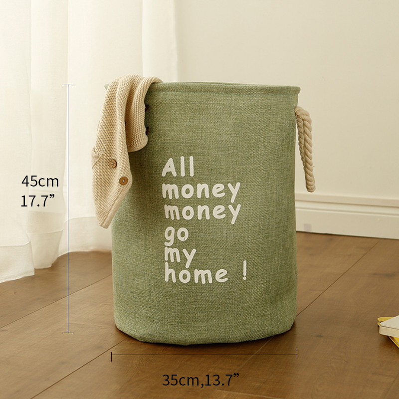 Inklapbare Vuile Kleren Wasmand Grote Ronde Wasserij Opslag Voor Speelgoed Wasserette Box Wasmand Sorter: Light Green