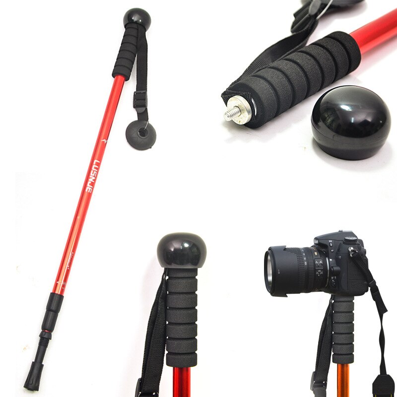 Outdoor Walking Sticks Camping Hiking Ultralight Camera Stand Walking Sticks Adjustable Telescopic Alpenstock Trekking Pole
