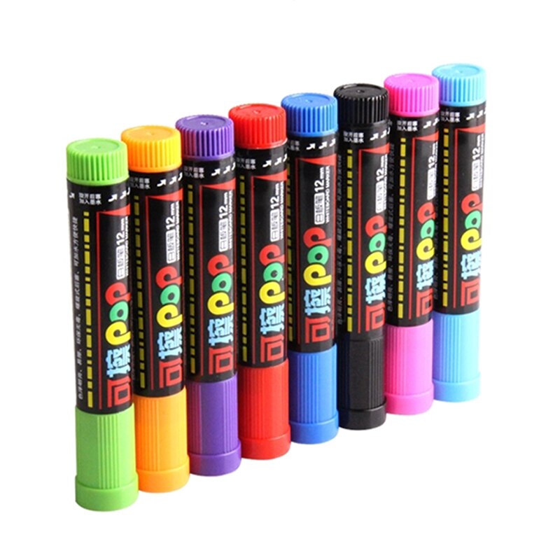 Genvana Multi-color Whiteboard Pop Marker Pen Platte 12 Mm Grote Capaciteit 8 Kleur/Set Inkt Navulbare