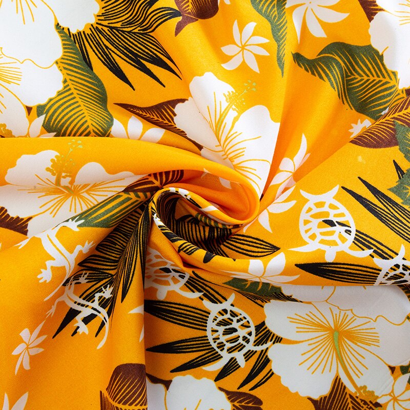 Tissu imprimé de Style hawaïen tissu de peau de pêche bon marché et mince pour les pantalons de plage de Fen en été TJ0611