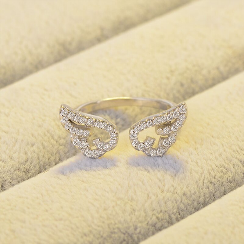 Zn Engelenvleugels Ring Voor Vrouwen Verstelbare Engagement Wedding Promise Romantische Dames Ringen Sieraden