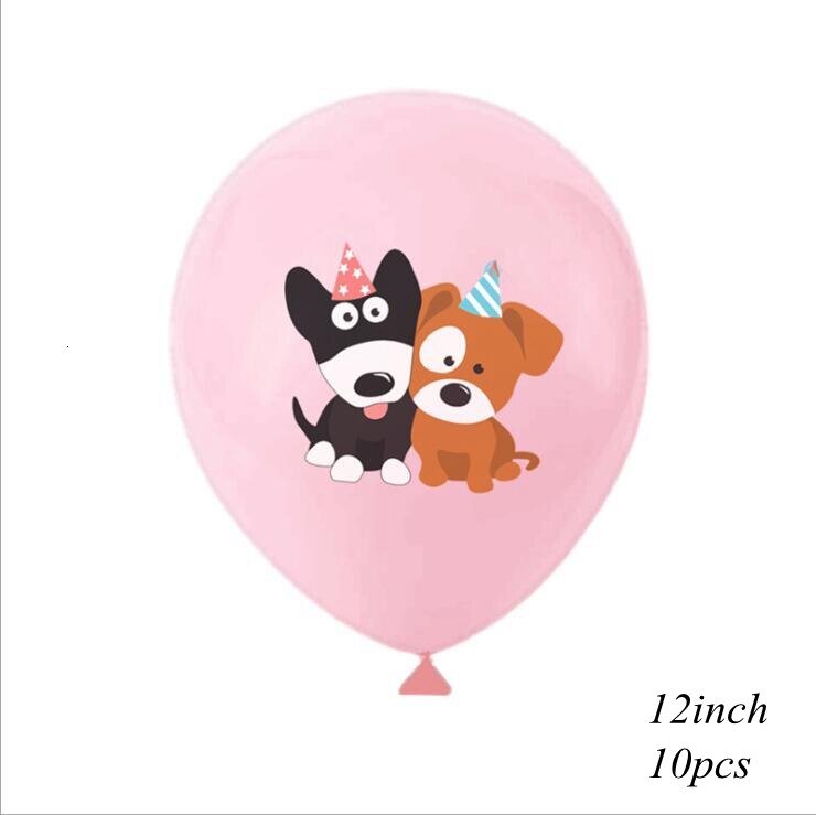 1 Set Dog Birthday Banner 12 Inch Dog Print Latex Balloons Cake Topper for Dog Theme Happy Birthday Party Decoration: 10pcs Pink type B