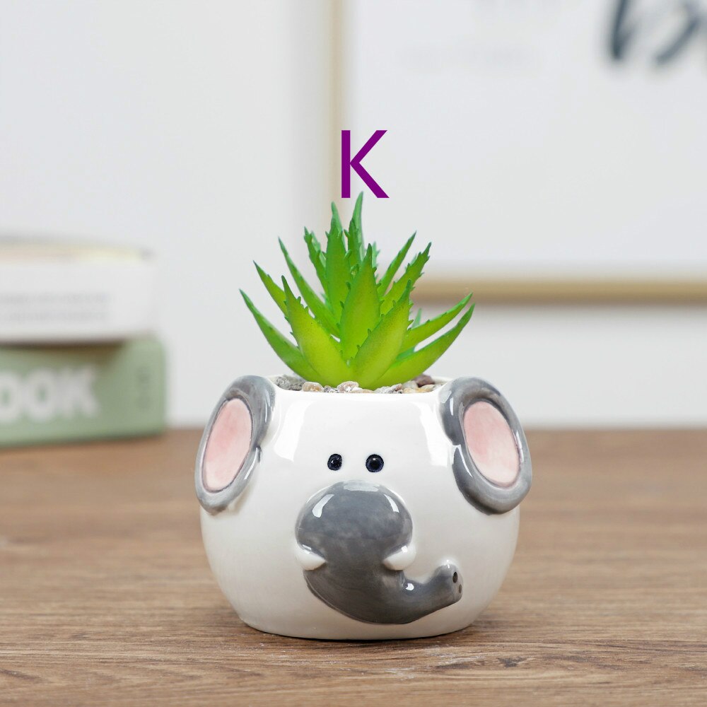Dessin animé Animal Pot de fleur Pot d'intérieur Succulent plante Pot décoration de la maison artisanat décoration: K