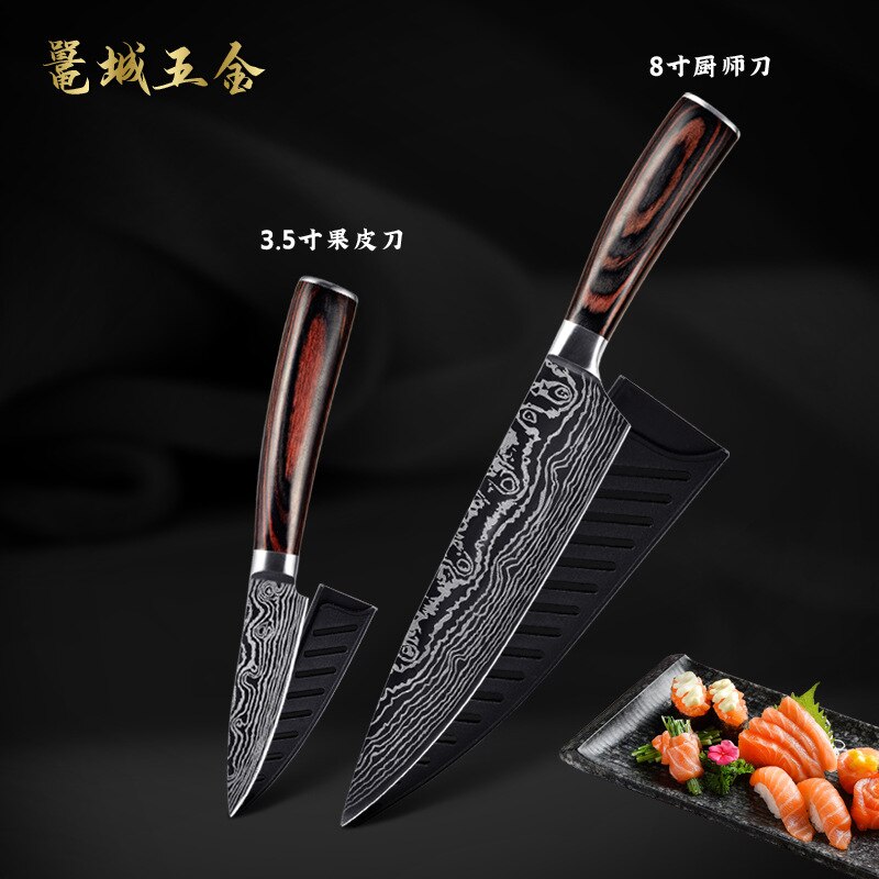 Cuchillo de Chef KnivesHigh de acero inoxidable, dibujo de Damasco, Gyuto, cuchillo de Santoku